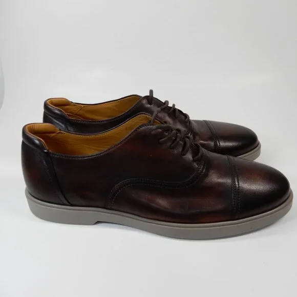 MAGNANNI Cap Toe Oxford Sneaker Dress Shoes Brown Leather Size 41 US 8 #24124